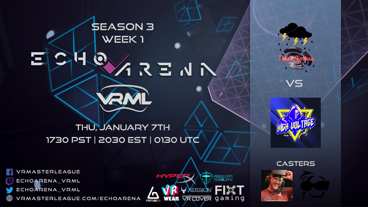 EchoArena_VRML's tweet image. 🔴LIVE!

Nimbus vs High Voltage
⭐️@kangorillaz vs @EAProjectMayhem 
Dust Bunnies vs There Is No Team

📺twitch.tv/echoarena_VRML
with @SputnikKobra @Palidore_VR @AcadieVR SuperDope @CaptionVR and MiniHat