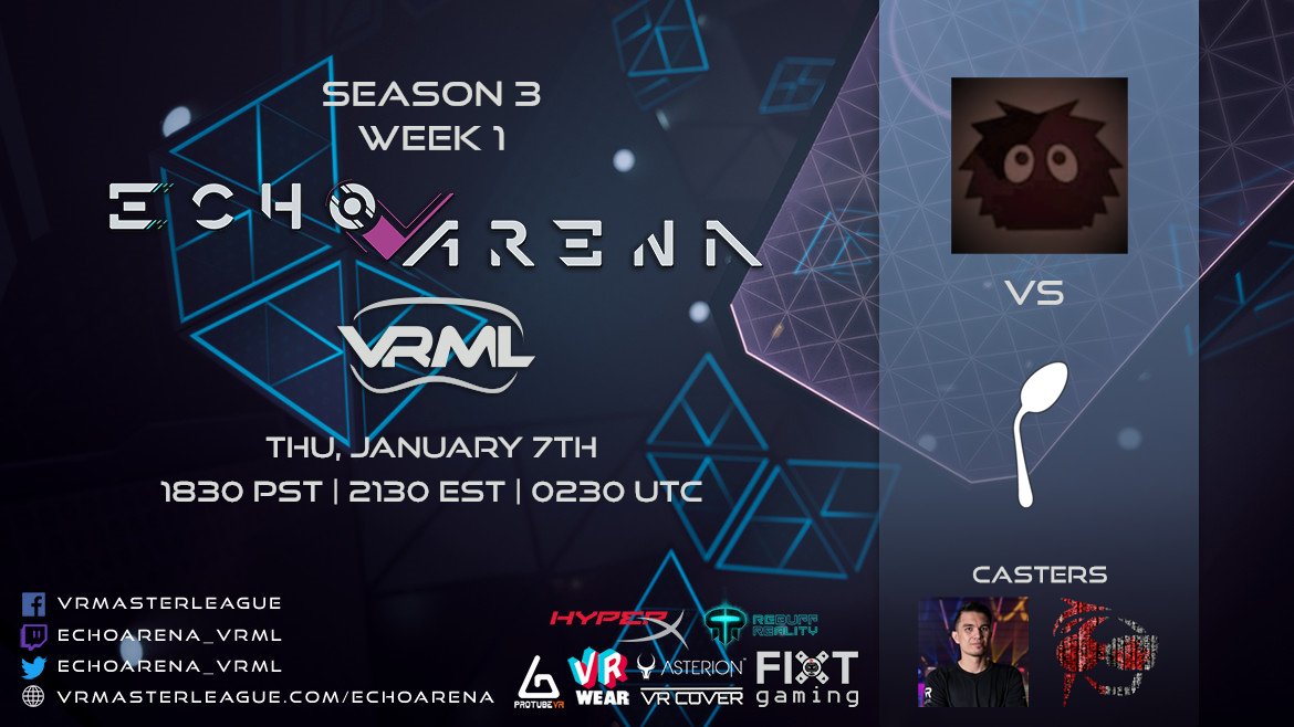 EchoArena_VRML's tweet image. 🔴LIVE!

Nimbus vs High Voltage
⭐️@kangorillaz vs @EAProjectMayhem 
Dust Bunnies vs There Is No Team

📺twitch.tv/echoarena_VRML
with @SputnikKobra @Palidore_VR @AcadieVR SuperDope @CaptionVR and MiniHat