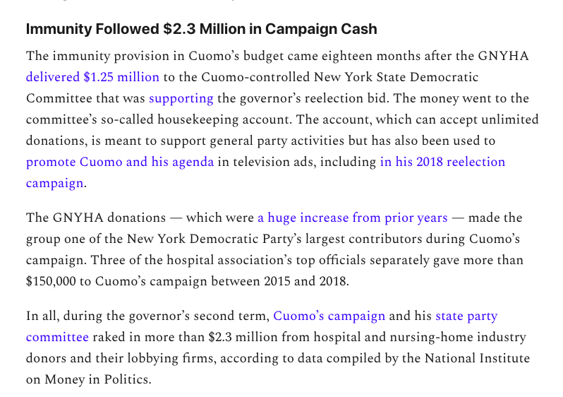 5. Could it get even worse? You bet.In May, Cuomo gave immunity—a liability shield—to nursing home & hospital execs who negligently got their patients killed by COVID. He removed the incentive for them to be more cautious.Oh, and guess what? https://www.dailyposter.com/p/investigation-cuomo-gave-immunity