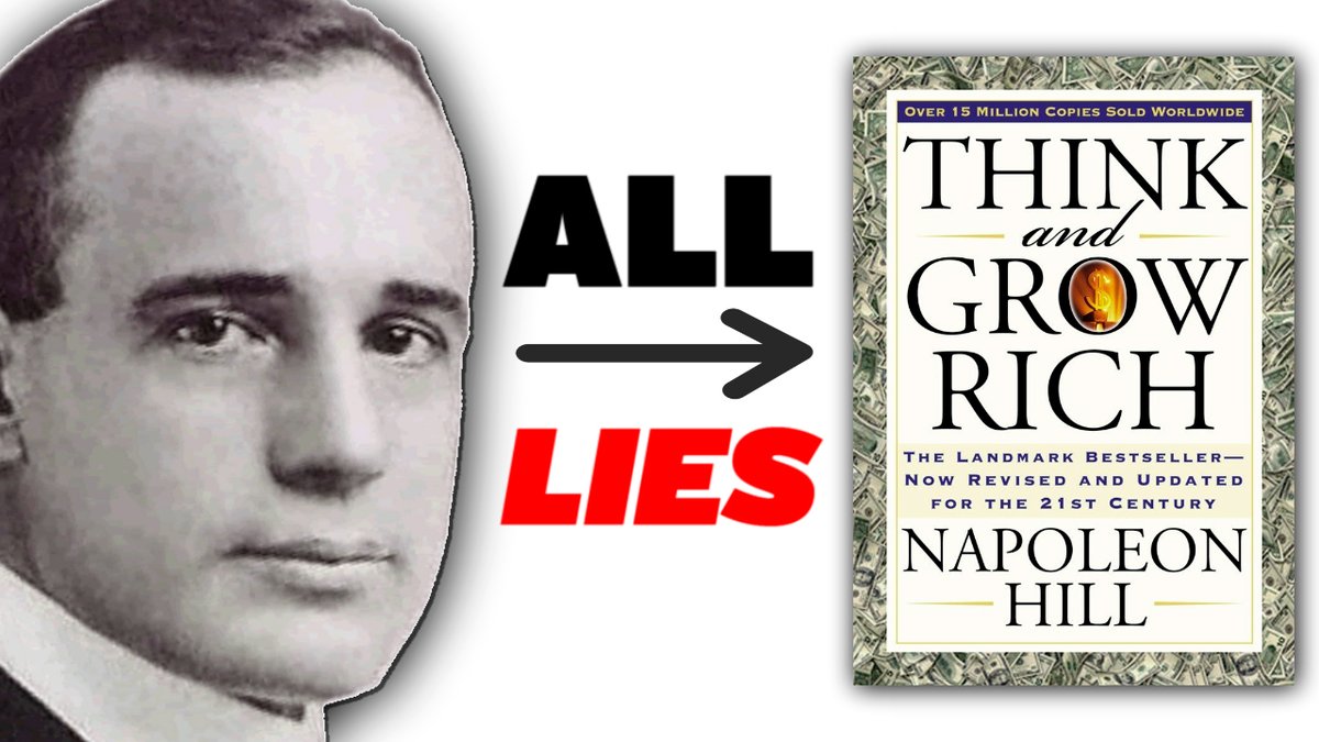 Thread about Napoleon Hill, the most influential business writer of all time. People know him from his best-seller "Think and Grow Rich", based on a conversation with successful men like Andrew Carnegie... The problem? These conversations never happened.1/ 