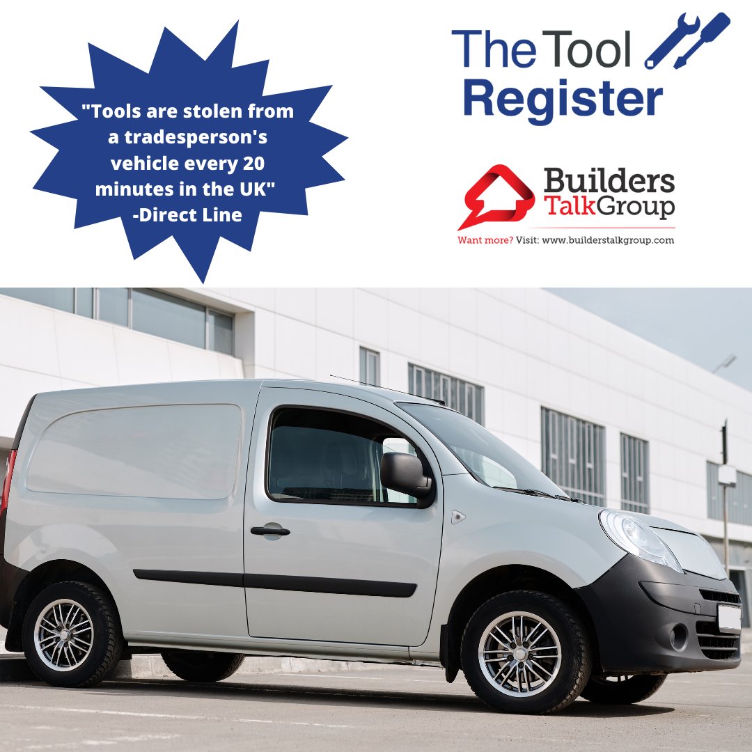 #DYK Tools are stolen from a tradesperson's vehicle every 20 minutes in the UK! Download the The Tool Register app now to help remove the market for stolen tools. 🛠️ Available on iOS and Android. #tooltheft #crimestats #crime #crimeprevention #tools #builders