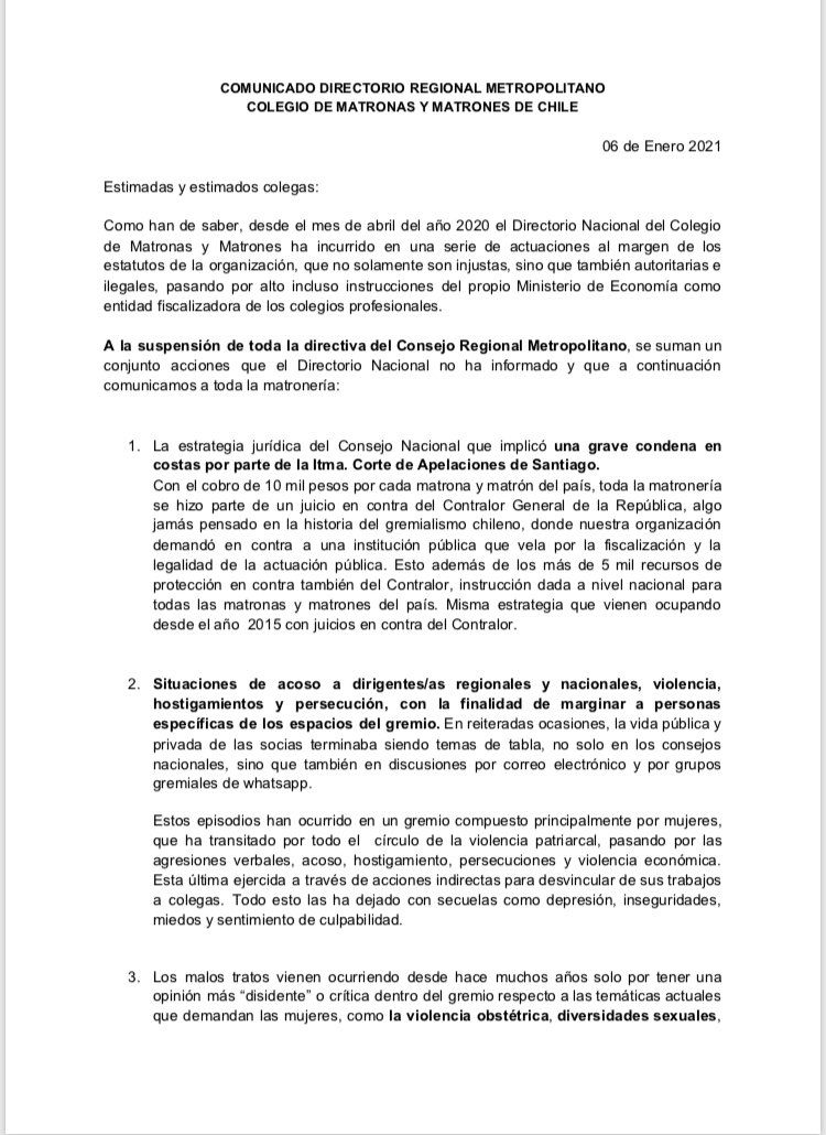 MatronasStgo's tweet photo. [COMUNICADO URGENTE]
Para toda la matronería del país, respecto al accionar del Directorio Nacional y su presidenta. https://t.co/1Rh1LtRIvj