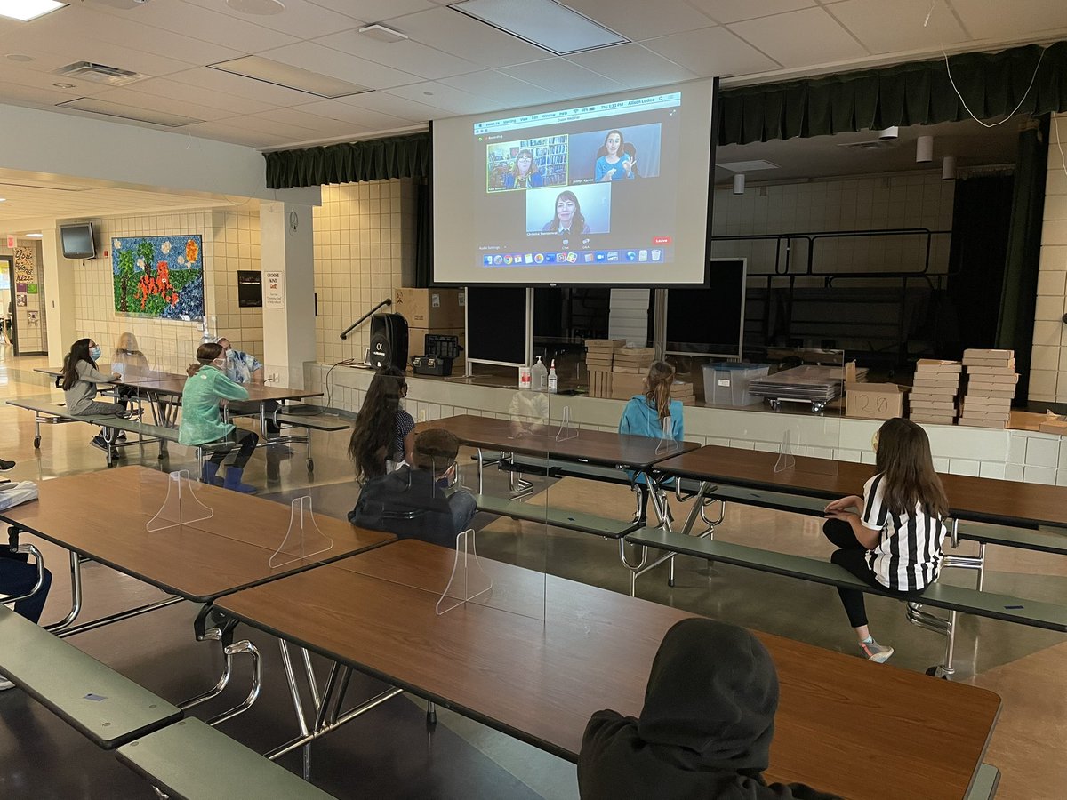 What a wonderful opportunity for our 5th graders to hear <a href="/KateMessner/">katemessner</a> and <a href="/soontornvat/">Christina Soontornvat - Updates only</a> talk to us today about writing nonfiction, and the power of telling true stories. Cant wait to dive into our writing tomorrow.