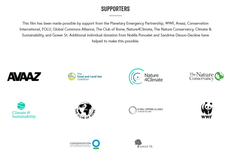 Those that financed the film (available in 10 languages) are entities supporting the financialization of nature, w/ Avaaz,  #WWF & Club of Rome (working closely w/ We Don't Have Time & We Mean Business), behind the global  #climatestrikes since inception.  #NewDealForNature