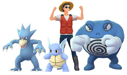 Chellopuddin1's tweet photo. Aaarrgghh! Avast, hand over ye treasure or face our wrath! This is my buccaneer-themed team submission for #PokemonGOTourContest 
Batten down the hatches, my team includes Wartortle, Golduck, and Poliwrath. Yo Ho Ho! https://t.co/XqRr5qB7Gw