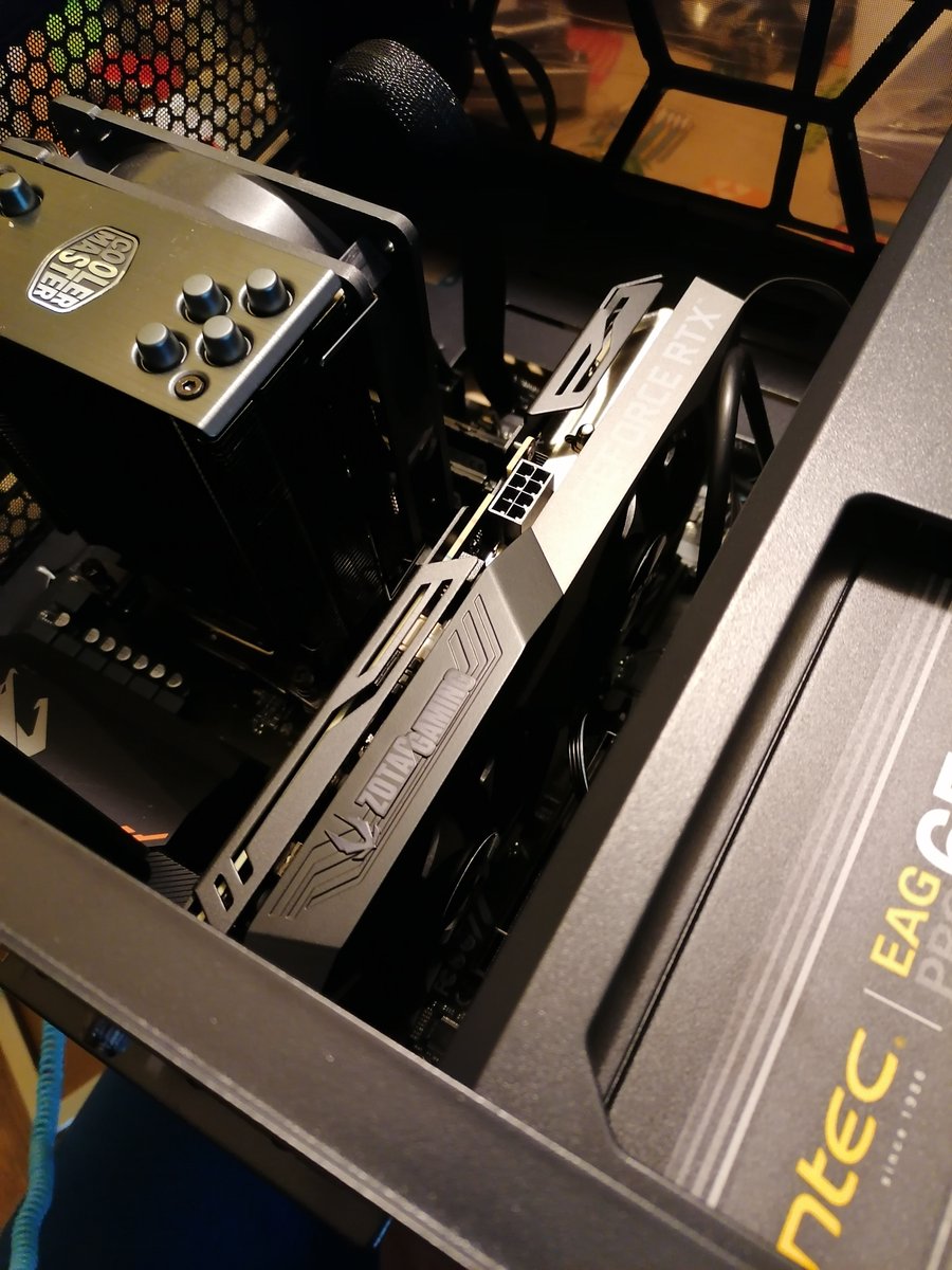 Step 10: Remove 2 expansion bay lids and install RTX 3060Ti graphics card into the PCIe slot. Also, connect the PCIe power to the card.