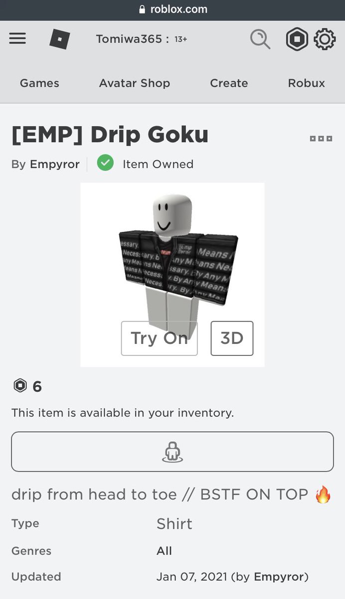 ROBLOX Drip Goku By Any Means Necessary Customize your avatar with