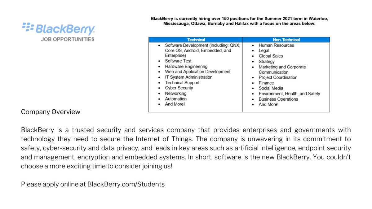 OT_FBIT's tweet photo. Attention FBIT Students - @BlackBerry is hiring!
Apply online at https://t.co/emKg4tlG0l. https://t.co/7DtCD3XZBQ