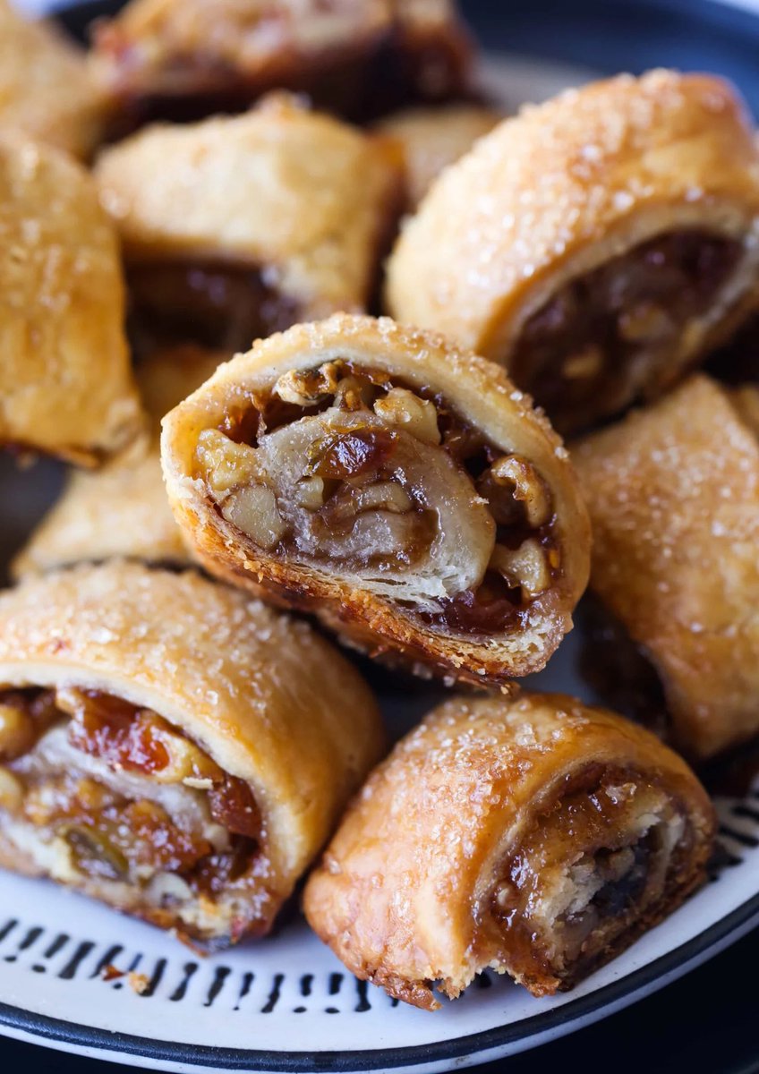 rugelach- a pastry with a fruit/nuts/cinnamon/chocolate filling