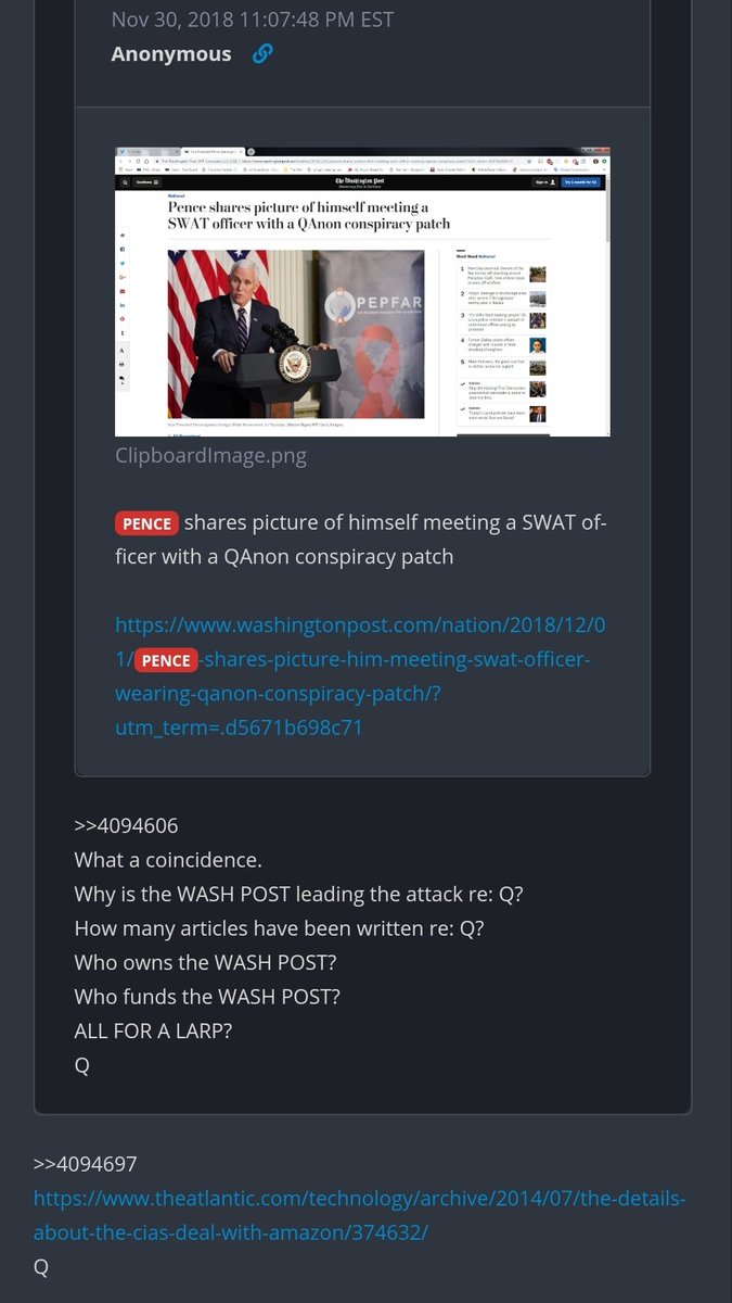 Pence is a patriot:~Q~ What a coincidence PENCE shares picture of himself meeting a SWAT officer with a QAnon patch
