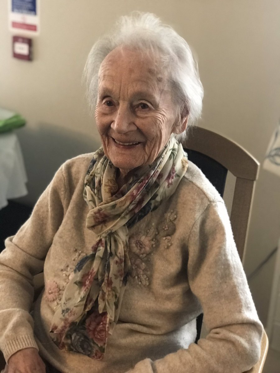 TrudiBarnett9's tweet photo. All residents vaccinated today including this remarkable lady. Kay is 105 years old, full of life, full of hope and full of optimism. We’ve protected her with every inch of our being for 11 months, and finally science gave us a helping hand #grateful #vaccine @HerefordshireCH https://t.co/regXVFu8n3