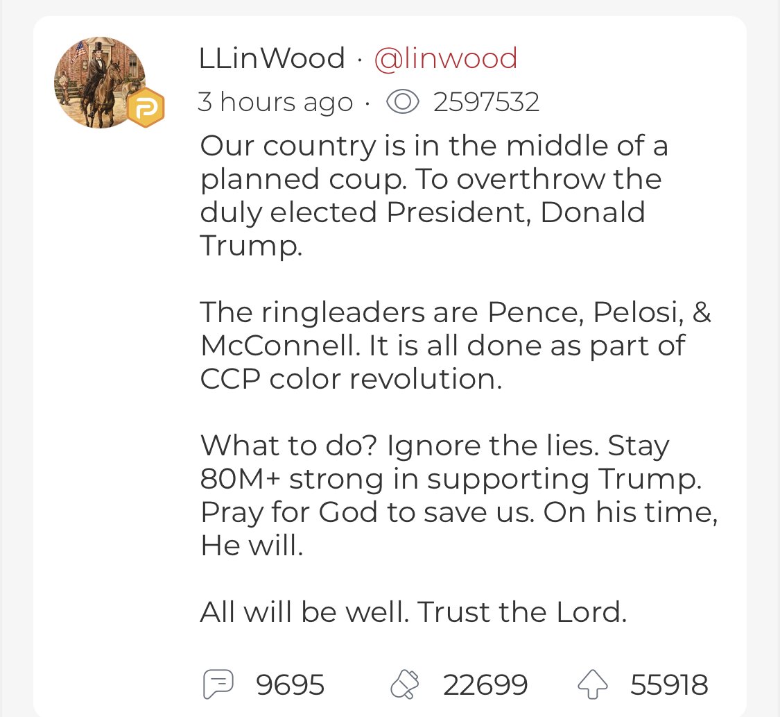 A few days before the 01/06 rally,  @LLinWood &  @CodeMonkeyZ attacks of Pence, called him a traitor & shined lights on Pence’s alleged perversion.
