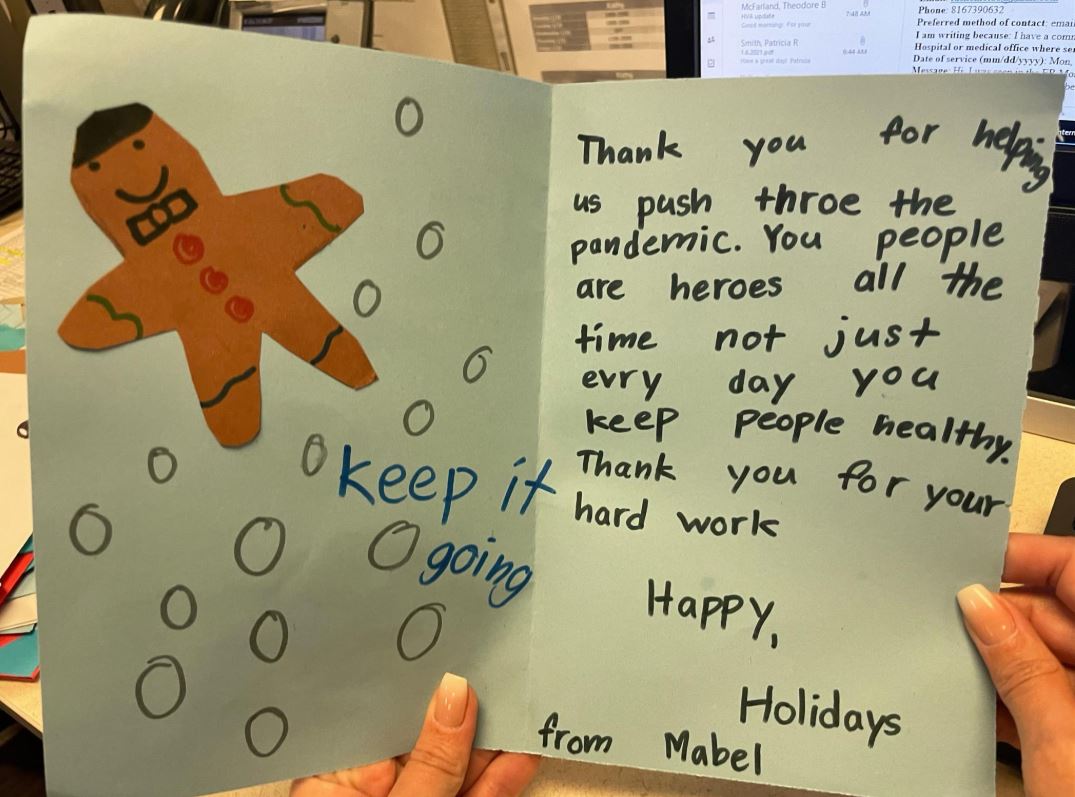 Huge #thankyou to the amazing 2nd-grade class at Corinth Elementary for sending our healthcare heroes at Saint Luke's Hospital of Kansas City homemade encouragement cards! They filled our wintry day with warmth and hope. #ThrivingThursday