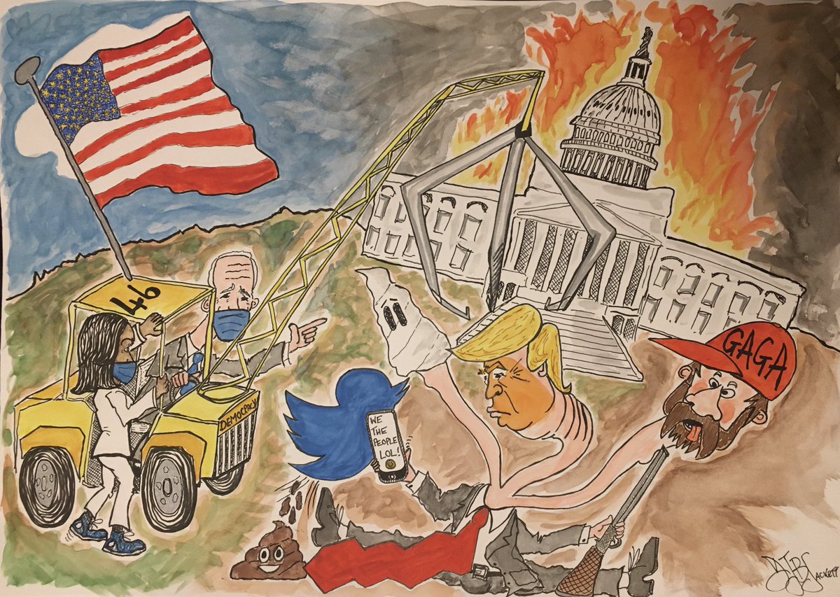 DjbSackett's tweet photo. This machine quells fascists...
Still feel the need to #drawdonaldtrump hopefully not much longer. @marshallcartoon @MartinRowson @BJennings90 @sausageonstick @jonesycartoons @DaveyCartoons @DaveBrownToons @mortenmorland #Trumpism #ImpeachTrumpNow #certification #CapitolHill https://t.co/gLgIrzpLsm