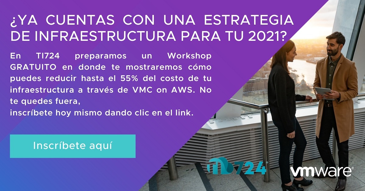 TI724co's tweet image. VMware y TI724 le invitan a participar de un workshop para conocer Hybrid Cloud, en la que conocerá e interactuará con la oferta de nube integrada desarrollada por Amazon Web Services (AWS) y VMware de manera conjunta, la nube pública líder en el mundo.

vmwarepartnerdemandcenter.com/Events/Invite.…