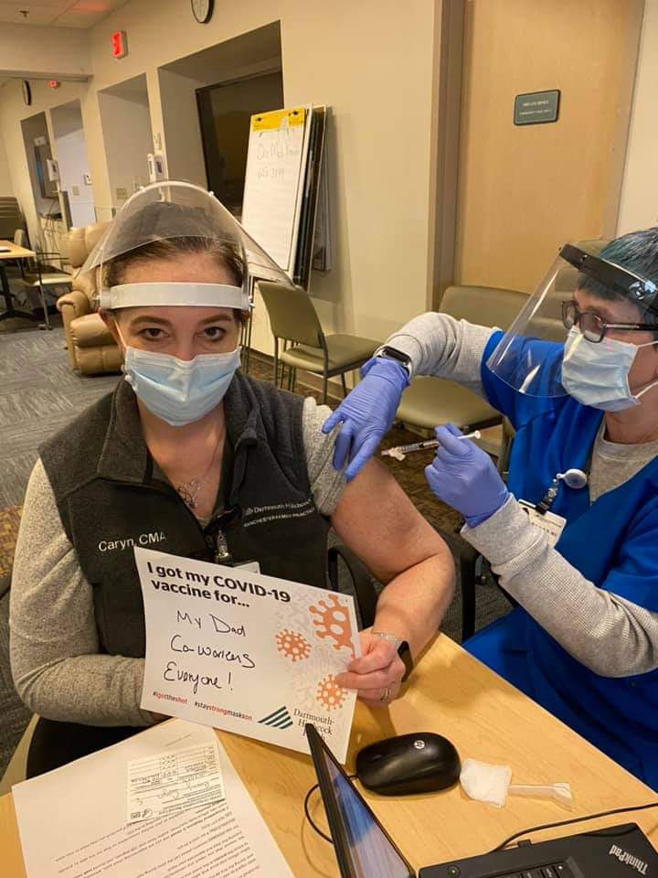 swoodbury1963's tweet photo. Proud to call this woman my wife!💍 Administering employee Covid vaccine's @Raven_Mockers https://t.co/B1J6Jzh4JY