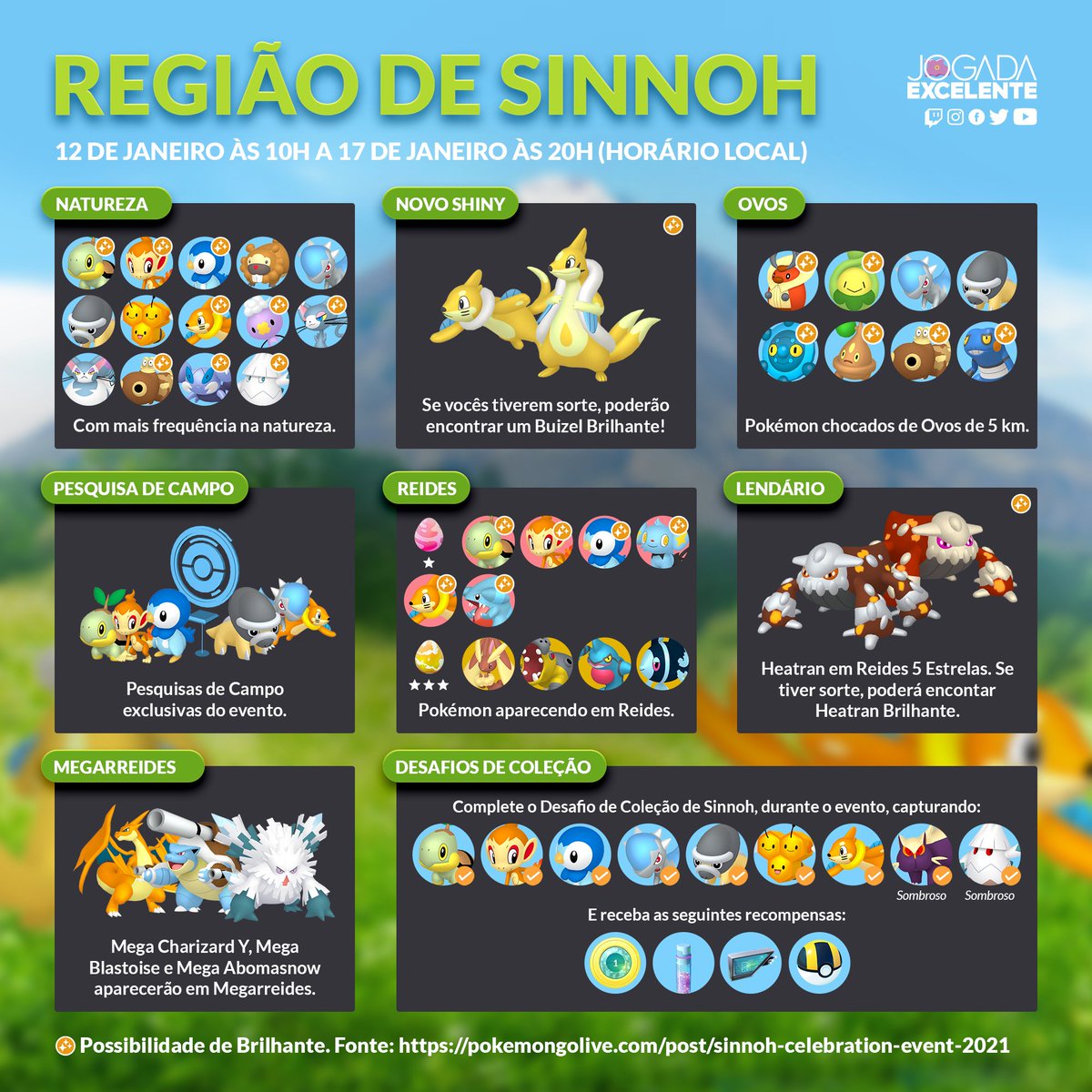 Jogada Excelente on X: Amanhã acontece o evento de Dia de Reides com as  Aves Lendárias de Kanto. Confira todas informações abaixo e participe! ⠀  Data: 28/02 das 11h às 14h (horário