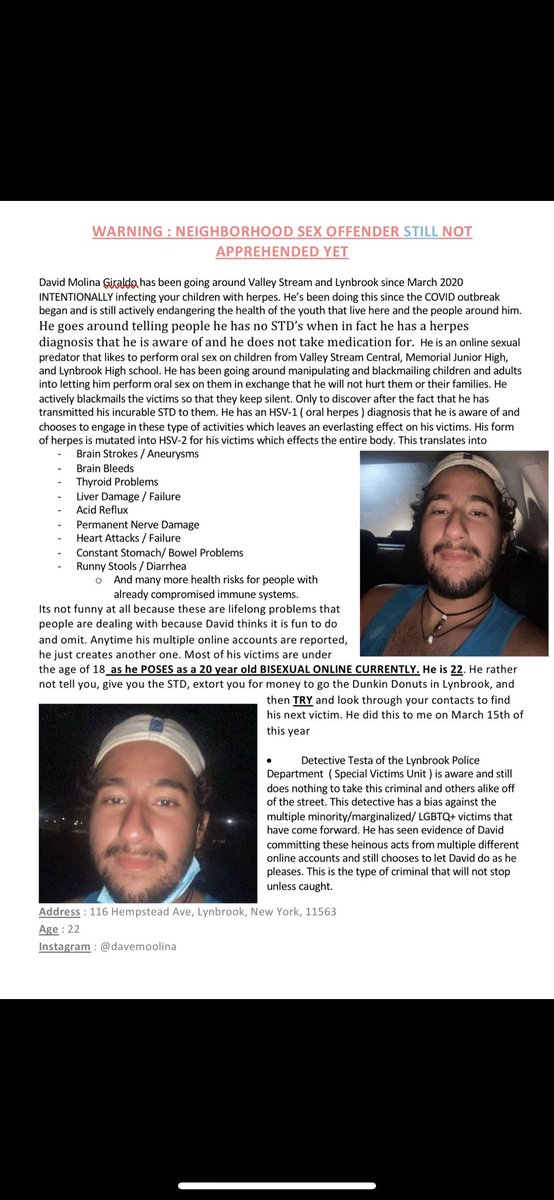 youllbehoright's tweet photo. I’m not asking for a lot but if you can retweet my pinned or this tweet please. David is the reason that my friend is dying. His liver is starting to fail because of the herpes infection David is giving to multiple people. This is not funny, and it’s not okay. https://t.co/LJCW0uXphR