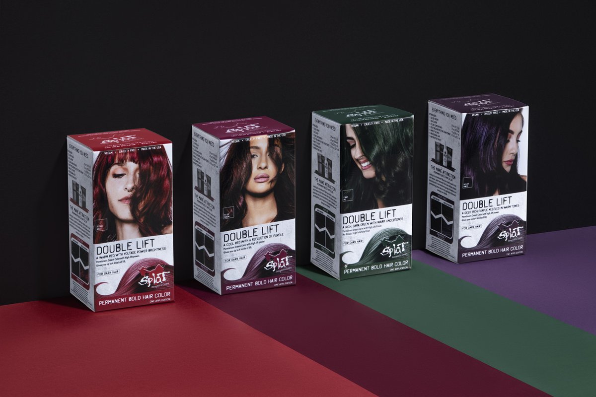 splathaircolor's tweet photo. Take your dark tresses to bold in a single step with double the lifting power of traditional color. #SplatDoubleLift delivers vibrant root-to-tip color in one transforming step. An easy to apply cream formula that lifts and deposits bold color, eliminating the need for bleach. https://t.co/U8BYMvEtvk