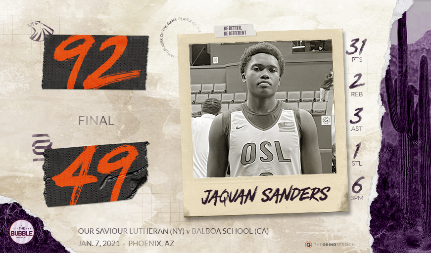 thegrindsession's tweet photo. FINAL
Our Saviour Lutheran (NY) 92
Balboa School (CA) 49
BBBD Player of the Game: Jaquan Sanders 31p (12/15 FG, 6/7 3FG) 2r 3a 1s
Maximus Edwards 19p 3r 3a 6s
Joe Ogbebor 16p 2r 2a 1s
Daniel Rouzan 7p 3r 2s 2b https://t.co/7ucZocZecy