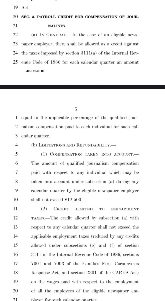 A payroll tax credit for journalists. F**k plumbers, fuck welders, f**k anybody who actually works for a living, THESE ARE BRAVE FIREFIGHTERS BRAVELY FIGHTING FIRES YOU GUYS