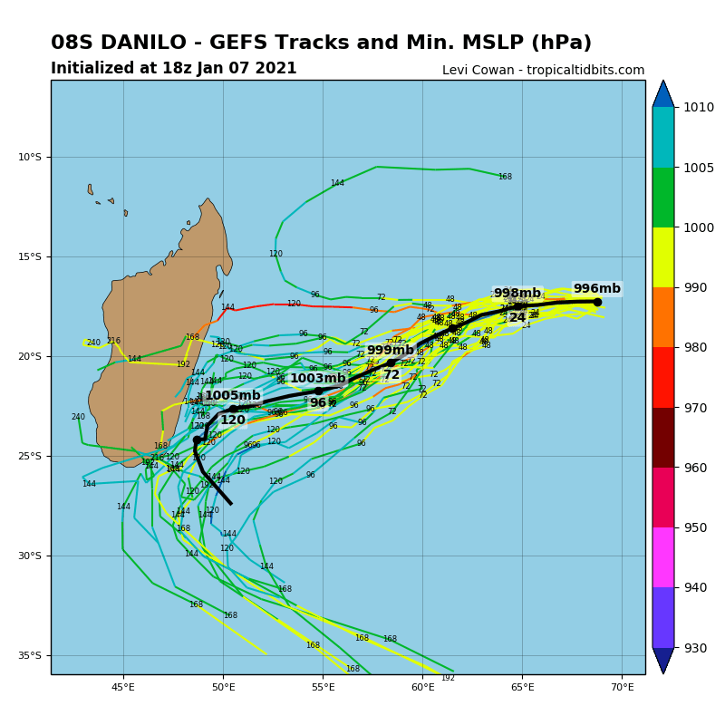 WatchHurricane's tweet photo. latest Information On Tropical Storm Danilo - 
As of 7:00 PM ET
Location: 16.5°S 68.9°E
Maximum Winds: 46 mph
Minimum Central Pressure: 996 mb
Latest Satellite, Forecast Cone, and Model Run -
#Tropics #HurricaneWatchTeam #Hurricane @tropicalupdate https://t.co/I2dl5tRDXa