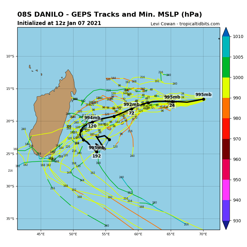 WatchHurricane's tweet photo. latest Information On Tropical Storm Danilo - 
As of 7:00 PM ET
Location: 16.5°S 68.9°E
Maximum Winds: 46 mph
Minimum Central Pressure: 996 mb
Latest Satellite, Forecast Cone, and Model Run -
#Tropics #HurricaneWatchTeam #Hurricane @tropicalupdate https://t.co/I2dl5tRDXa