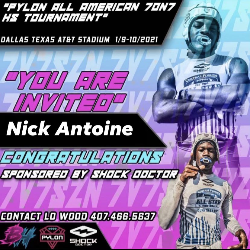nick_antoine3's tweet photo. Show Time ‼️ 2021 Pylon 7v7 All American 1/8-10 Dallas, TX @Pylon7on7 @Excelspeed12 @ShockDoctor @247recruiting @Jeff_XOS @bighitslive @Gamebreaker @Dwight_XOS @ChrisBoyleDBNJ @SWiltfong247 #〽️Block https://t.co/XLPsnM9DlX