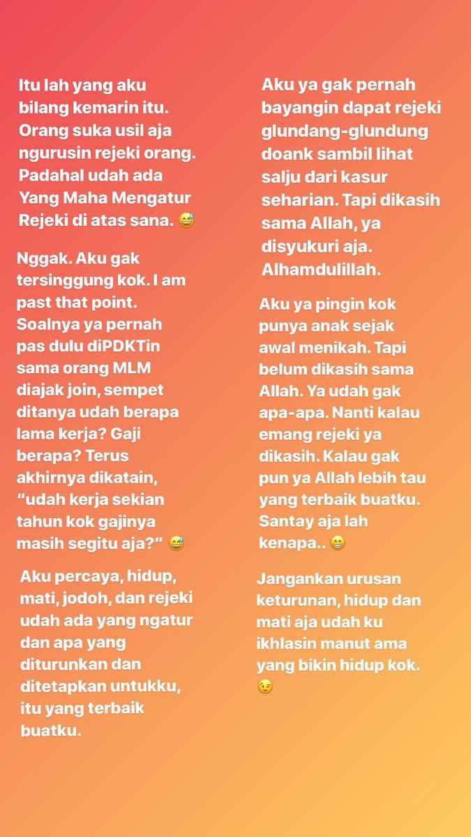 tey_saja's tweet photo. Berhubung ada yang ngatain “nikah 8 tahun kok belum punya anak?” ku posting di sini juga ya... 

Biar kalian sadar kalau lambe-lambe dan jempol-jempol turah kalian itu kadang-kadang suka rese ngurusin rejeki Tuhan yang dikasih ke orang. 

Padahal ya apa faedahnya coba? 😅 https://t.co/vAMtYGAU0A