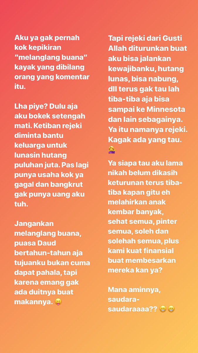 tey_saja's tweet photo. Berhubung ada yang ngatain “nikah 8 tahun kok belum punya anak?” ku posting di sini juga ya... 

Biar kalian sadar kalau lambe-lambe dan jempol-jempol turah kalian itu kadang-kadang suka rese ngurusin rejeki Tuhan yang dikasih ke orang. 

Padahal ya apa faedahnya coba? 😅 https://t.co/vAMtYGAU0A