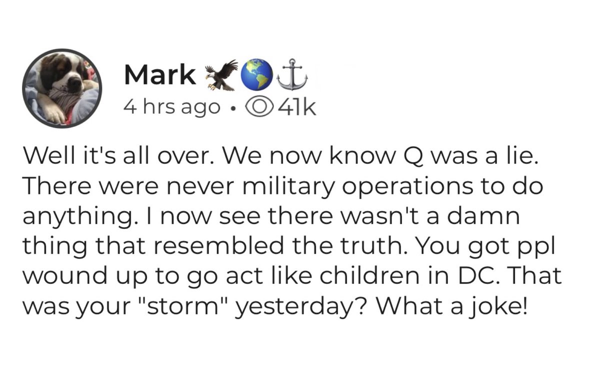 patriottakes's tweet photo. Some people are waking up to the fact that Q is just smoke and mirrors. https://t.co/WLPMVpdLTp