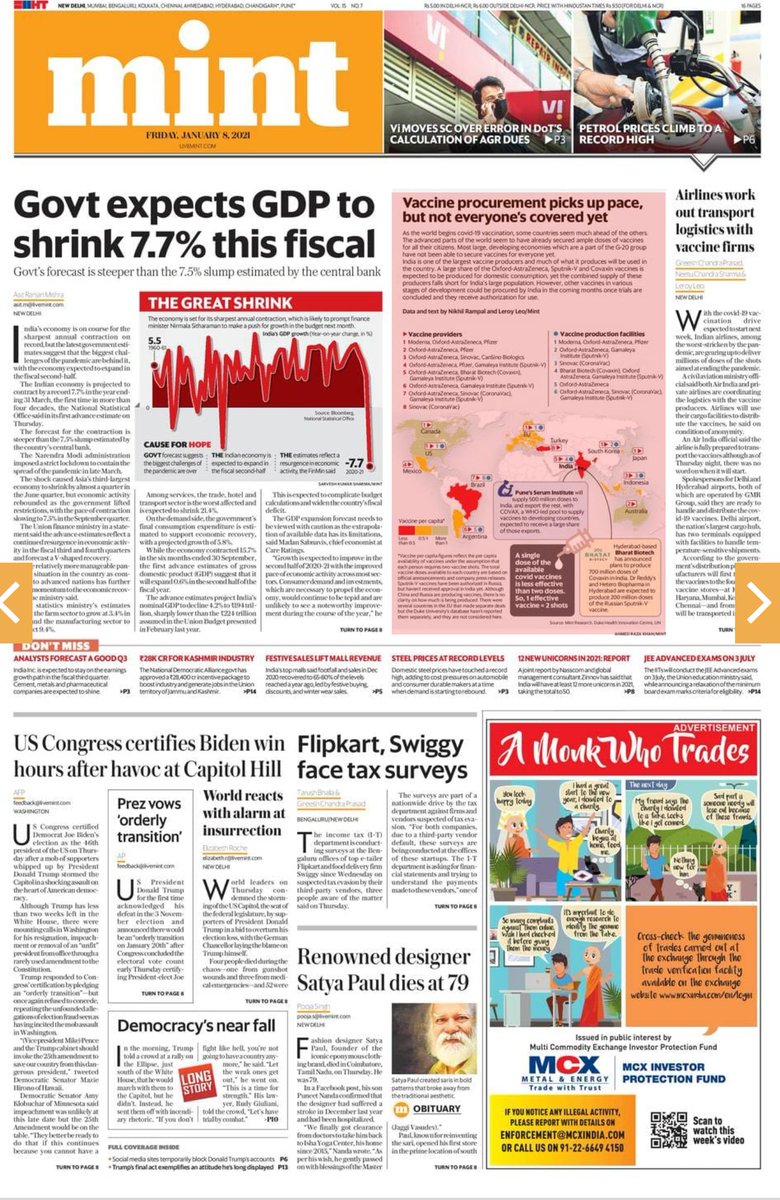 NikhilRampal1's tweet photo. First front page byline!

The very feeling that your graphical story makes it to the front page of one of the most read business paper in the country is so heartening!

I love doing virtual world tours, this time in the search of vaccine (production and procurement) https://t.co/0CohC8e4OD
