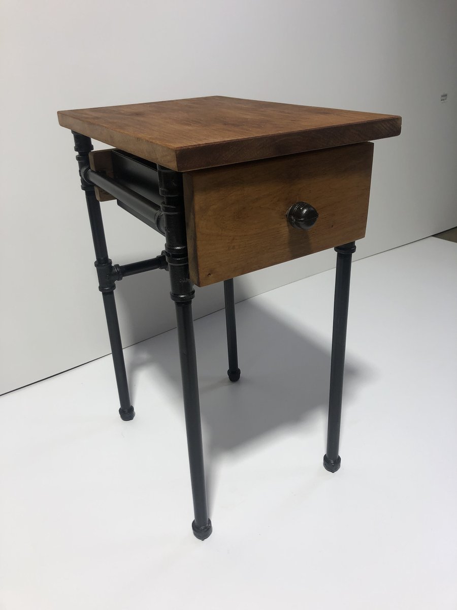 Excited to share the latest addition to my #etsy shop: Rustic side table with drawer, industrial pipe, reclaimed wood, steampunk etsy.me/3nlnka1 #rusticprimitive #no #steampunk #reclaimed #diy #restorationhardware #blackpipe #pipeshelving #wood