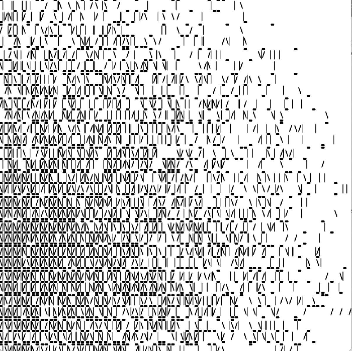 Finally getting rolling with #genuary #genuary2021 day 1: triple nested loop in #processing3 a grid of 16-segment displays