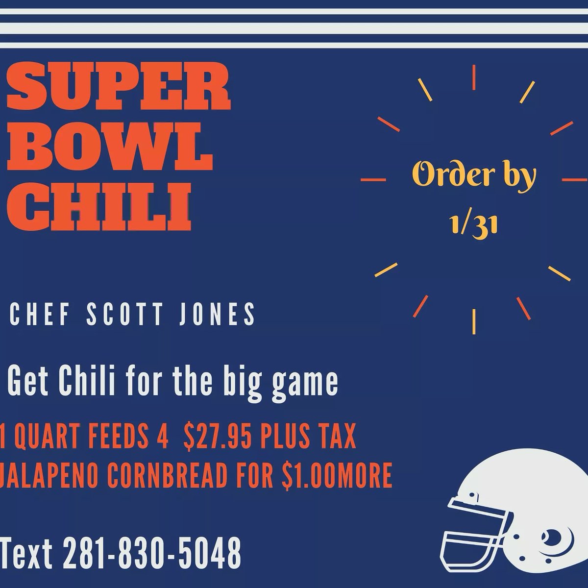 TheChefontheGo's tweet image. Please send me a text to make your order. Please leave your address for delivery.. it will be Saturday before the Super Bowl.You can pay with cash app. $chefcsj