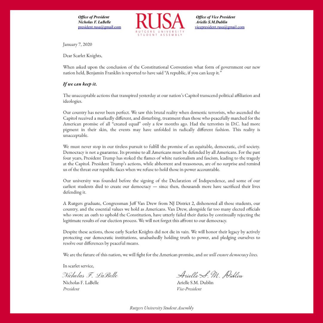 Rutgers University Student Assembly tweet media