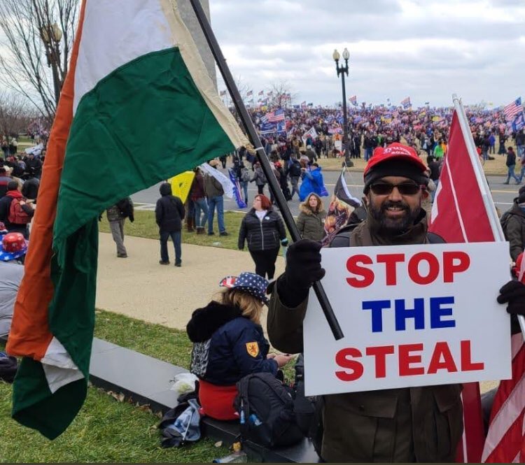 "What do we need to know to explain why there is an Indian flag here?"Well, maybe the primary sources, for a start? Not that you would know how to. Do delve into the history of Christian supremacy, you'll find plenty of poor, misunderstood genocidal colonisers to whitewash.  https://twitter.com/AudreyTruschke/status/1347234333971644417