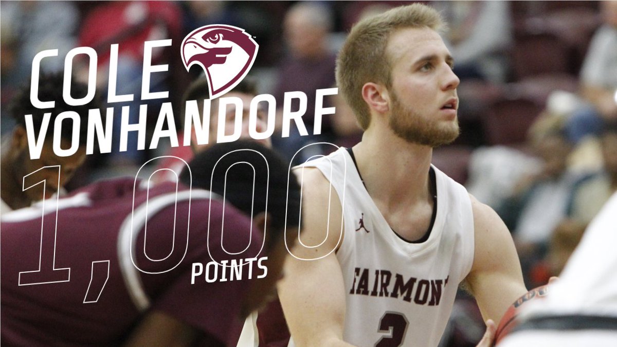 With his 3-pointer at the 1:55 mark of the first half, senior Cole VonHandorf became the 52nd player in Fairmont State men's basketball history to go over 1,000 career points!