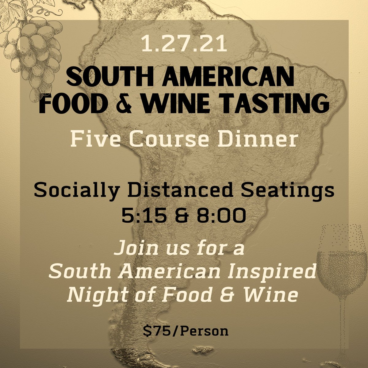 New year, new round of Wednesday night tasting events!
Join us the last Wednesday of January as Chef Nowak explores South American cuisine.  Link for tickets on our website.