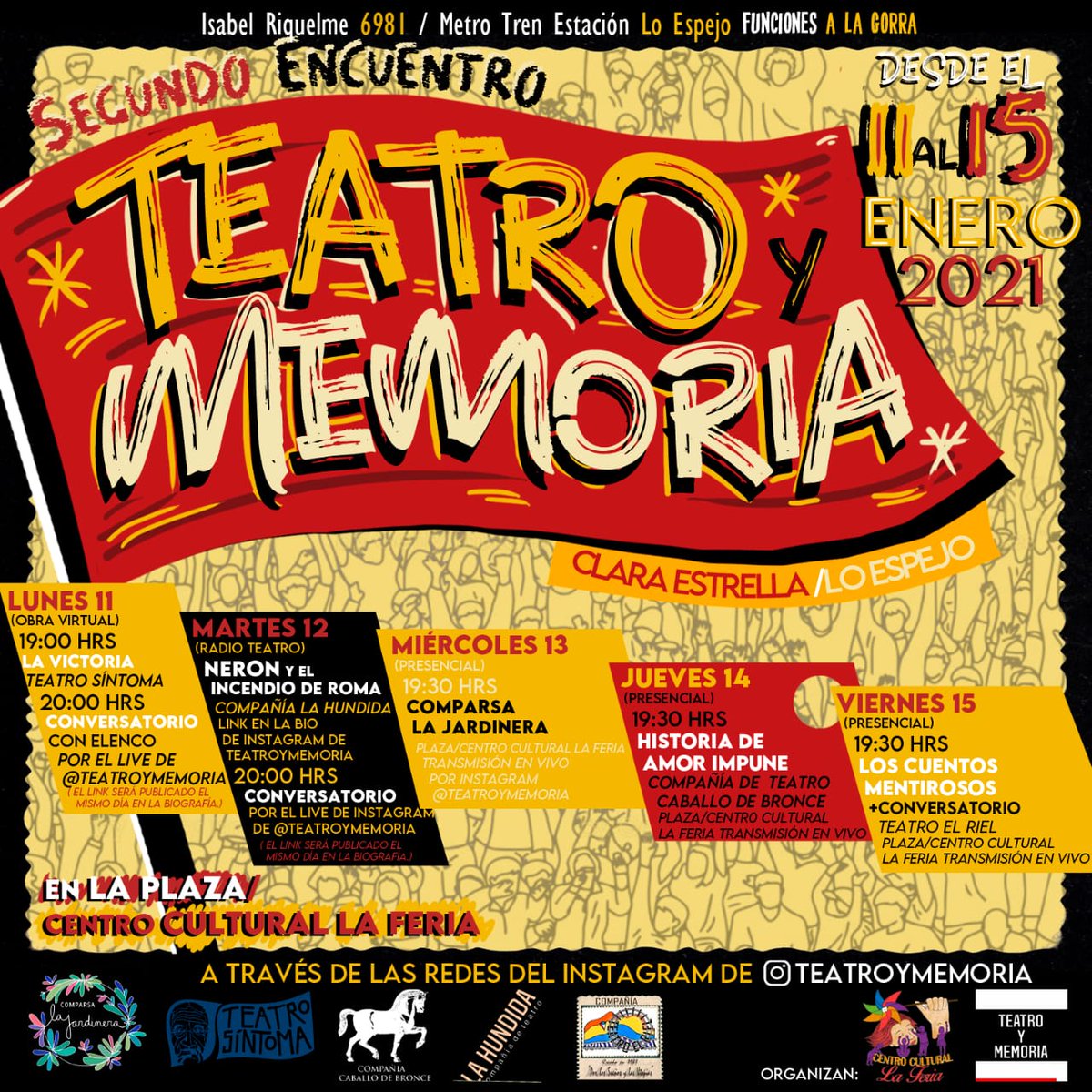 Este lunes comienza el II Encuentro de Teatro y Memoria, de la población Clara Estrella de #LoEspejo !!! 💪🏼✊🏼 Todxs invitadxs
