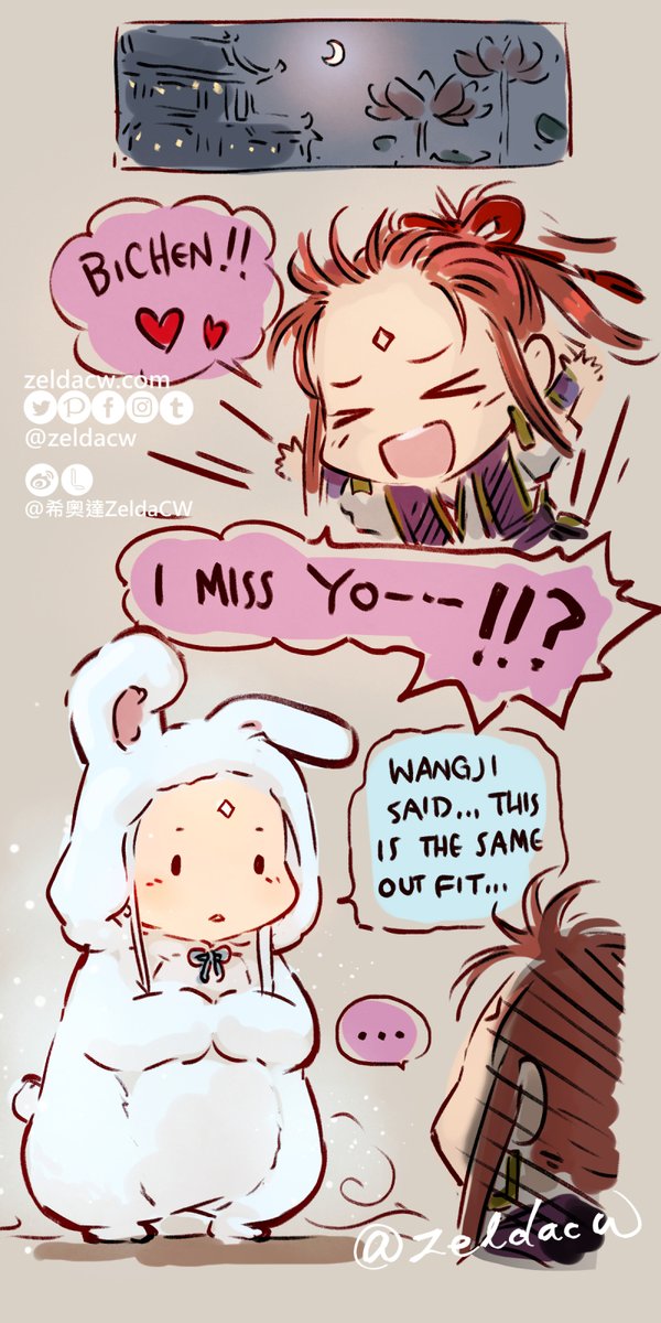 GIFT FROM SUIBIAN.

WangJi didn't want BiChen to wear anything "sexy" so he put the gift away....but forgot to hide it from ChenQing. OvO;

#忘情隨塵 