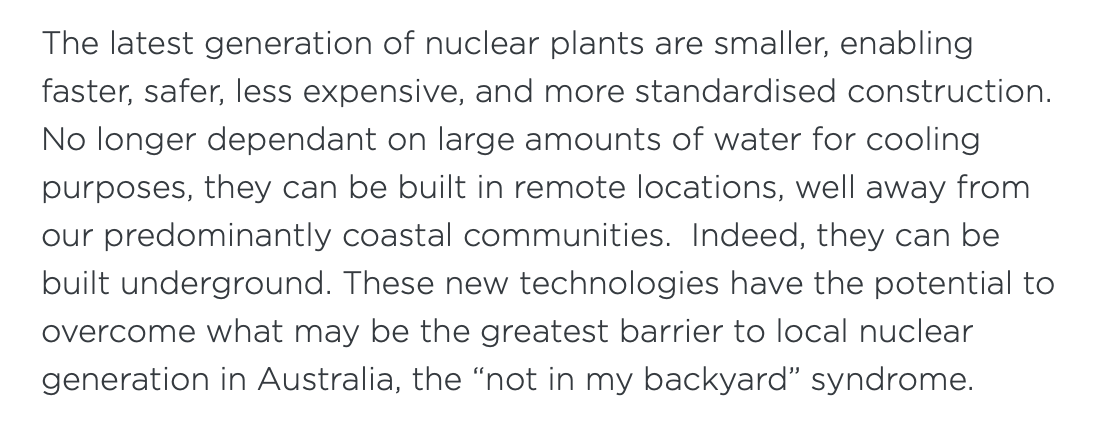 . @fitzhunter i personally have no issue with removing the nuclear ban, & gave testimony to that effect at 2 recent inquiries.correcting your nonsense:1. this "latest generation" doesn't yet exist, & won't be commercial for > a decade. why do you use the present tense?  https://twitter.com/fitzhunter/status/1347317979675955200