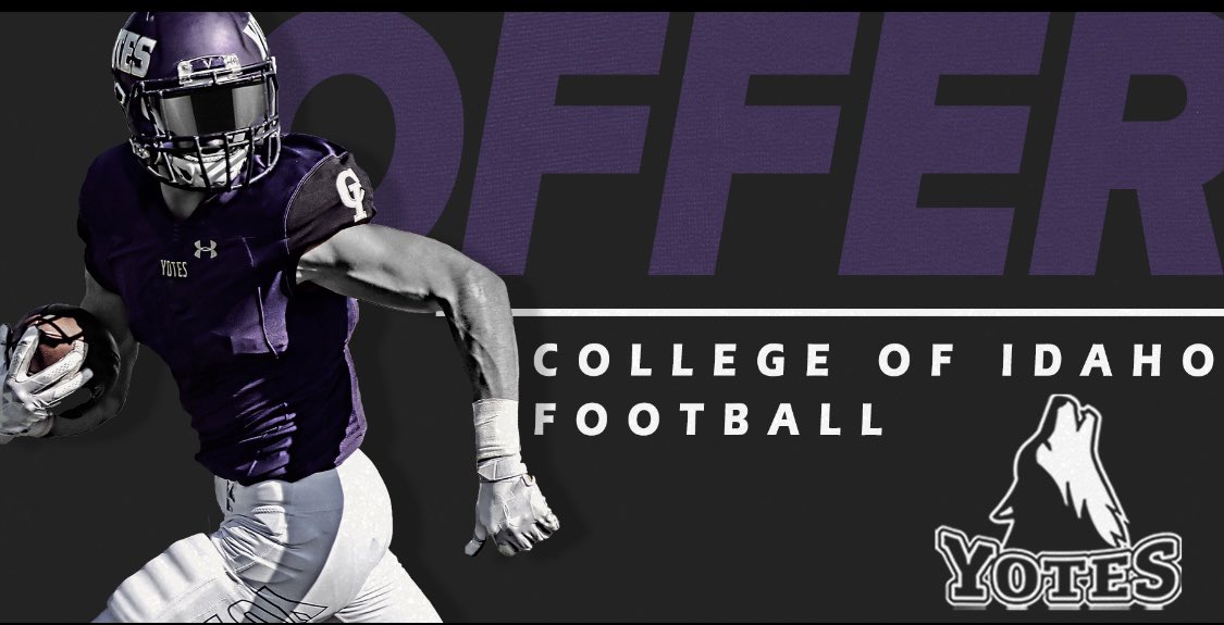 Very excited to announce that I have received my 2nd offer from the College of Idaho to further my education and athletic career. I want to give a huge thanks to @COI_CoachStew and the <a href="/YotesFootball/">College of Idaho Football</a> for presenting me this amazing opportunity!!