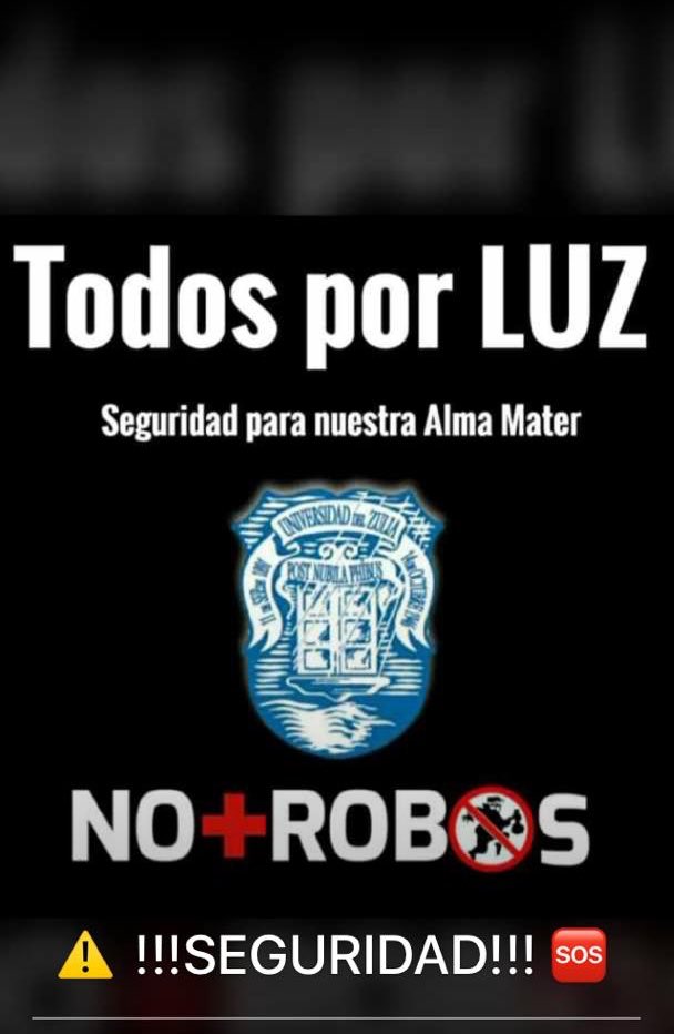 postgradofadluz's tweet photo. #TodosPorLUZ ¡Seguridad para nuestra Alma Mater !!! No más robos #Seguridad #SOS #UNIve https://t.co/JYlLjkCwZt