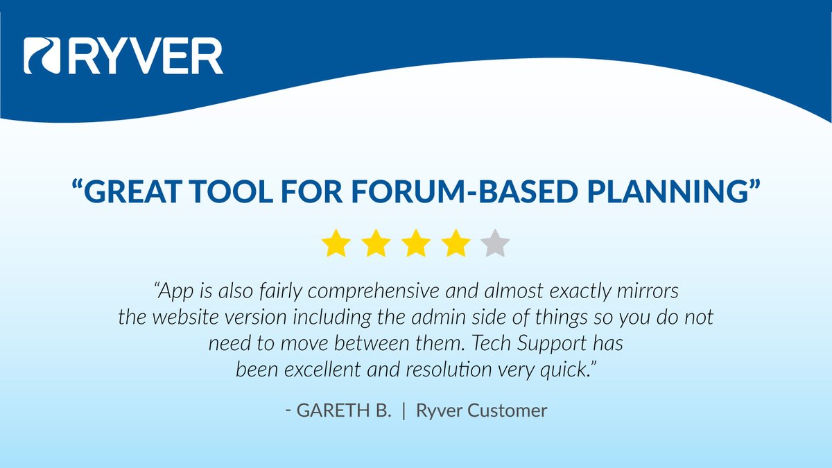 Our customers love using Ryver, and we think you will too. Try Ryver for free today at ryver.com. #Reviews #TeamCollaboration (Review Source: g2.com/products/ryver…)