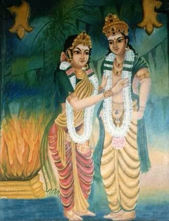 Kannagi was the wife of Kovalan, a merchant from Kaveripattinam. He left Kannagi for a dancer Madhavi and spent all his wealth on her. Kovalan, later, returned to Kannagi when he was penniless. The only asset left was a pair of anklets filled with rubies.  @GampaSD  @RajeAiyer