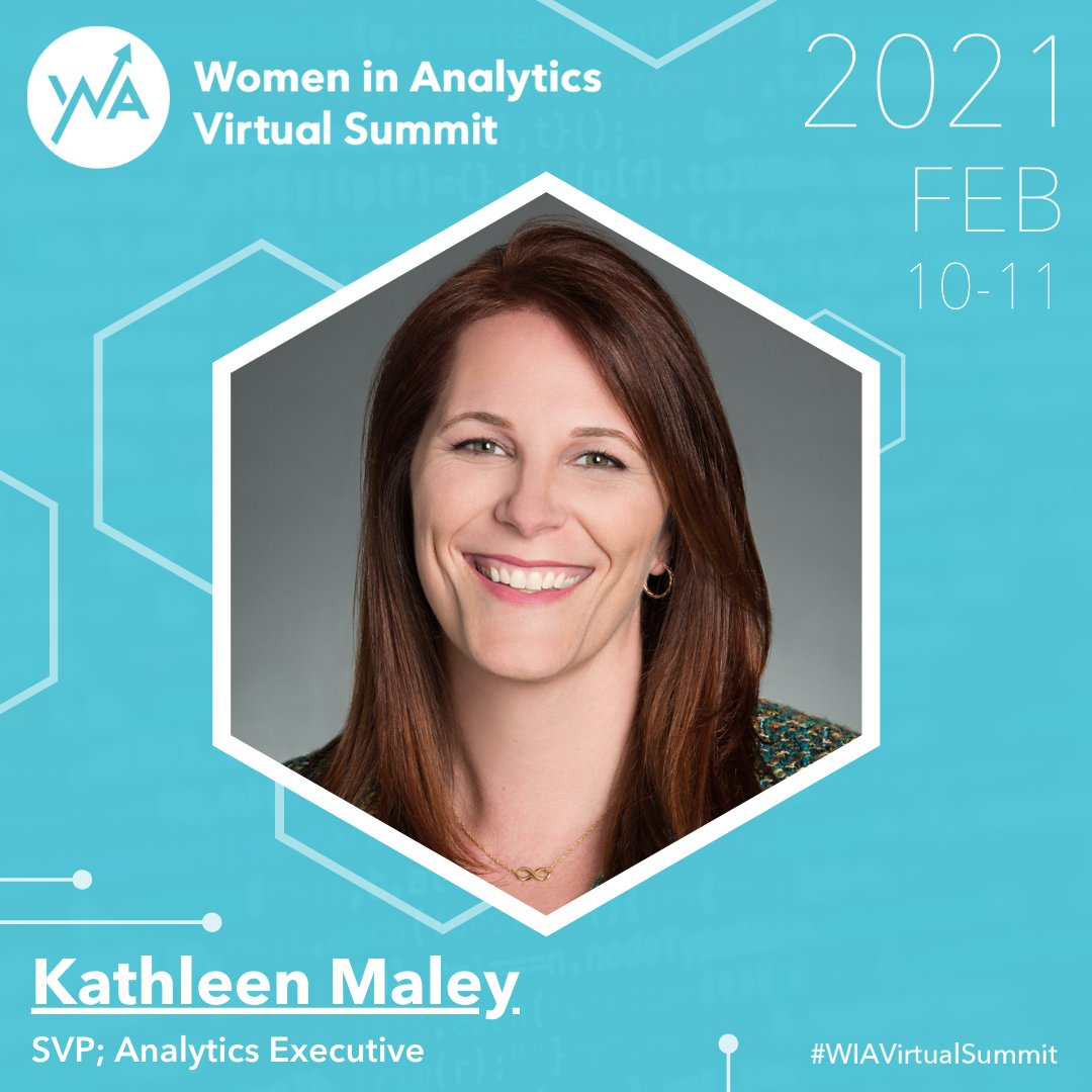 wia_community's tweet photo. .@kldmaley specializes in making #data + #analytics work for an organization. After 12 years as an analytics executive, Kathleen was recruited to lead enterprise Consumer & #DigitalAnalytics at a regional bank in the Midwest. #WIAVirtualSummit
Register: https://t.co/Z41u8gBvMU https://t.co/qoVyDKvX7X