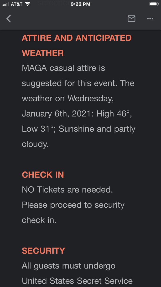 Cyndi20201's tweet photo. This is what was sent to my email for the Attending the March for Trump rally at DC. PLEASE PAY ATTENTION TO THE SECRET SERVICE RESTRICTIONS.. https://t.co/ysmXgMa1RE