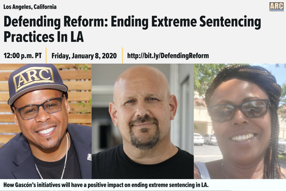 AntiRecidivism's tweet photo. Join us tomrrow, 1/8 at 12pm PT, as our host Sam Lewis welcomes ARC Life Coach, Pamela Thompson, &amp; Paws For Life Programs Director, Jon Grobman, to discuss the necessity of ending extreme sentencing practices. Register here: https://t.co/hH7cPnMeF1 #EndExtremeSentencing https://t.co/6bVZdnF98e