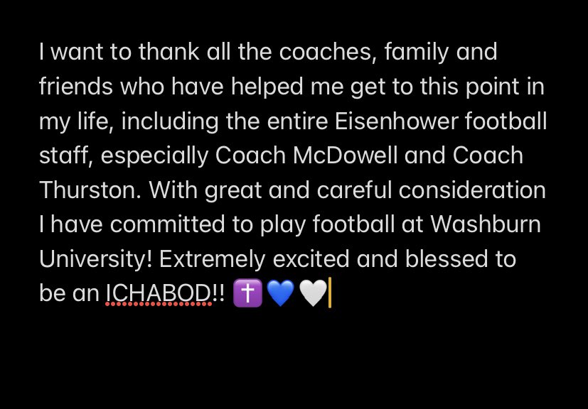 Nickhogan30's tweet photo. I am 110% committed to play football at Washburn university!!💙🤍@CoachSchwinn #AGTG https://t.co/FFp1w6dSn6